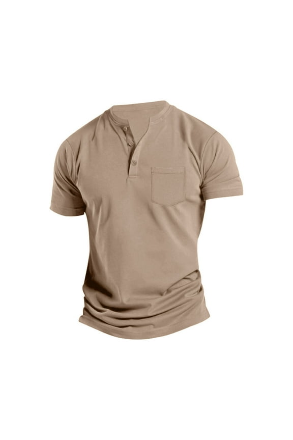 Henley Shirts with Pocket for Men Summer Crew Neck Short Sleeve Breathable Tshirts Big and Tall Outdoor Sportstyle Muscle Tees with Button