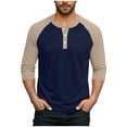 thumbnail image 1 of Dagegui Henley Shirts for Men Big and Tall Long Sleeve Tops Trendy Color Block Crewneck Pullover Baseball Tops Yellow XL, 1 of 7