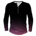 thumbnail image 1 of Dagegui Henley T Shirts for Men Long Sleeve Gradient Tie Dye Print Shirt Fall Crewneck Buttons Pullover Shirts Big and Tall Gym Workout Muscle Tees Tops Black XL, 1 of 4