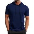 thumbnail image 1 of Dagegui Hooded Tshirts for Men Summer Short Sleeve Hoodies Mesh Breathable Sweatshirts with Pocket Navy Basketball Athletic T-Shirt with Pocket 3X, 1 of 5