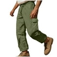 thumbnail image 1 of Dagegui Joggers for Men Drawstring Elastic Waist Work Athletic Pants Lightweight Outdoor Hiking Trouser with Pockets Army Green 3XL, 1 of 6