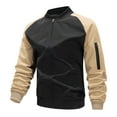 thumbnail image 1 of Dagegui Lightweight Bomber Jackets for Men Trendy Patchwork Zip Up Coats Spring Fall Outdoor Active Jacket with Pockets Black L, 1 of 4