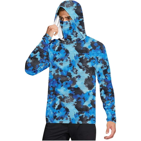 Dagegui Lightweight Sun Hoodie for Men UV Protection Rash Guard Shirt Quick Dry Gym Running Workout T-Shirt UPF 50+ Long Sleeve Fishing Shirts Sky Blue M