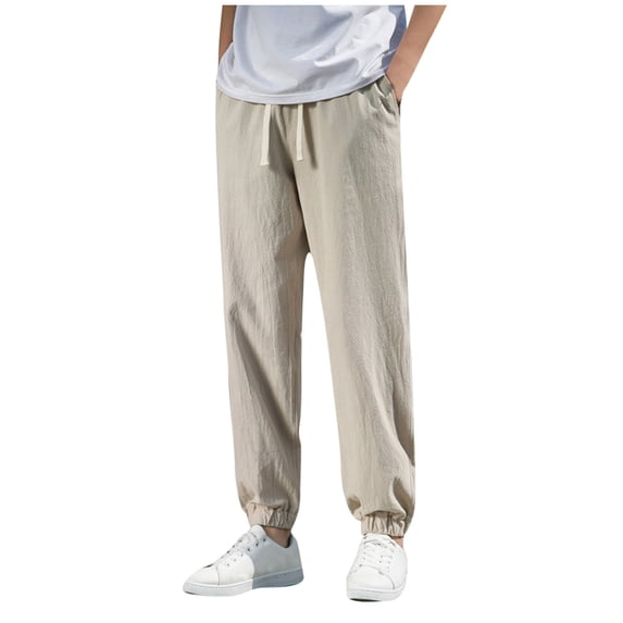 Dagegui Lightweight Sweatpants for Men Big and Tall Loose Fit Athletic Pants Elastic Bottom Waist Drawstring Pant Casual Outdoor Sweatpant with Pocket Khaki 3XL