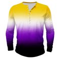 thumbnail image 1 of Dagegui Long Sleeve Henley Shirts for Men Gradient Color Print T-Shirts Tie Dye Tops Big and Tall Crewneck Buttons Tees Trendy Outdoor Active Shirt Today Clearance Purple 5XL, 1 of 4