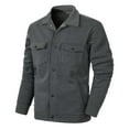 thumbnail image 1 of Dagegui Long Sleeve Jackets for Men Stylish Snap-Front Turndown Collar Jacket Thin Fleece Outerwear Fall Work Coats with Pockets Dark Gray S, 1 of 9