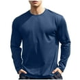 thumbnail image 1 of Dagegui Long Sleeve Shirts for Men Solid Crew Neck Pullover Casual Loose Fit T-Shirts Fall Outdoor Workout Tops Dark Blue XXXL, 1 of 4