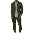 thumbnail image 1 of Dagegui Men's 2 Piece Tracksuits Long Set Full Zip Up Athletic Running Sweatsuits Solid Color Casual Coats Elastic Waist Sweatpant Sets Sport Outfits Army Green M, 1 of 6
