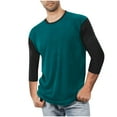 thumbnail image 1 of Dagegui Men's 3/4 Sleeve Baseball Shirts Patchwork Crewneck Pullover Fall Top Soft Comfy Everyday Tee Green S, 1 of 5