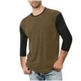 thumbnail image 1 of Dagegui Men's 3/4 Sleeve Baseball Shirts Patchwork Crewneck Pullover Fall Top Soft Comfy Everyday Tee Khaki XXXXL, 1 of 5