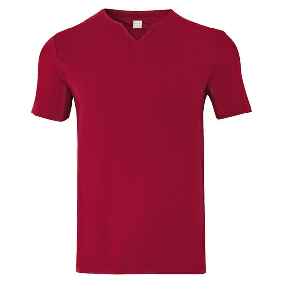 Dagegui Men's Athletic T-Shirts Red Casual Summer Short Sleeve Running Workout Tops Plain V Neck Tees Basic Blouses 3X