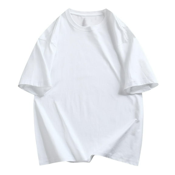 Dagegui Men's Baggy T-Shirts Summer Short Sleeve Crewneck Shirts Casual Loose Fit Pullover Tees Big and Tall Outdoor Active Shirt Tops White,L