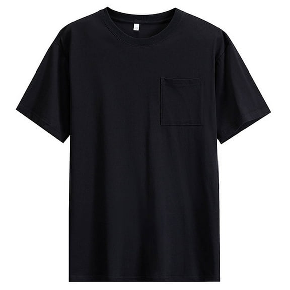 Dagegui Men's Basic T-Shirt Solid Color Short Sleeve Pocket Tee Summer Crewneck Black Casual Shirts Comfortable Daily Tshirt Tops M