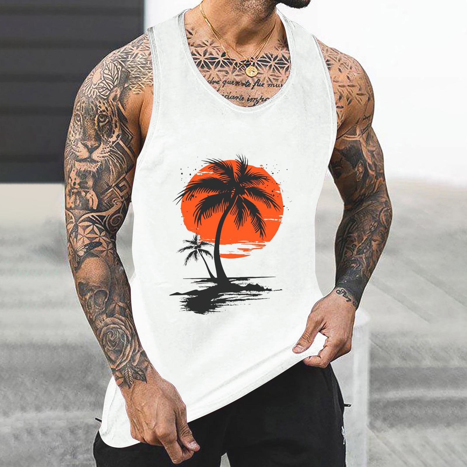 Dagegui Men's Basic Tank Tops Summer Sleevelees Round Neck Vest Trendy