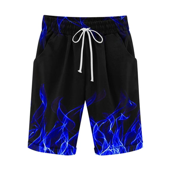 Dagegui Men's Beach Shorts Funny 3D Printed Lounge Shorts Lightweight Summer Shorts Big and Tall Elastic Waisted Drawstring Shorts with Pockets Blue 2XL