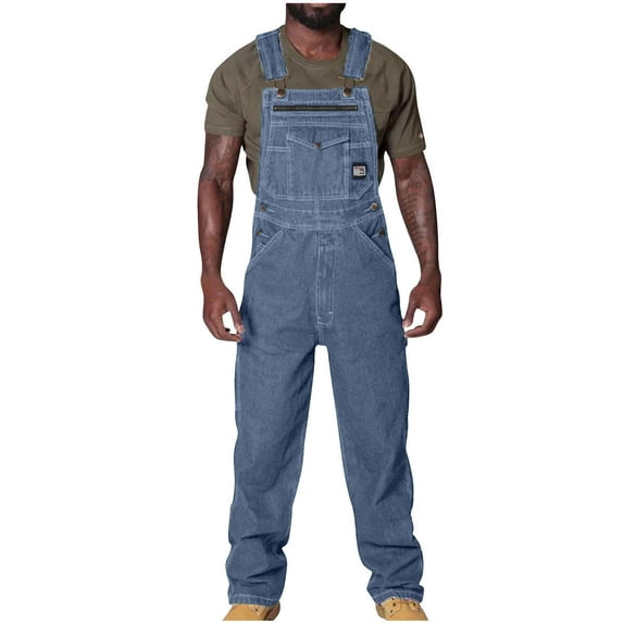 Dagegui Men's Bib Cargo Pants Denim Adjustable Straps Overalls Fashion Jumpsuit Workwear with Pockets Casual Trousers Comfy Man Pant 2025 Clearance Light Blue,3XL