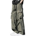 thumbnail image 1 of Dagegui Men's Big and Tall Athletic Pants Drawstring Elastic Waist Straight Leg Pleated Cargo Pant Outdoor Hiking Camp Fishing Trousers Army Green 2XL, 1 of 4