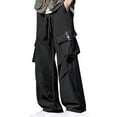thumbnail image 1 of Dagegui Men's Big and Tall Athletic Pants Drawstring Elastic Waist Straight Leg Pleated Cargo Pant Outdoor Hiking Camp Fishing Trousers Black S, 1 of 4