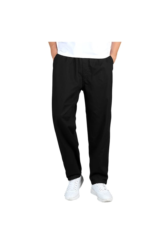 Men's Big and Tall Cargo Pant Lightweight Elastic Waist Straight Leg Work Pants Drawstring Pockets Athletic Trouser Black 3XL