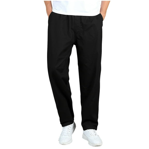 Dagegui Men's Big and Tall Cargo Pant Lightweight Elastic Waist Straight Leg Work Pants Drawstring Pockets Athletic Trouser Black 4XL