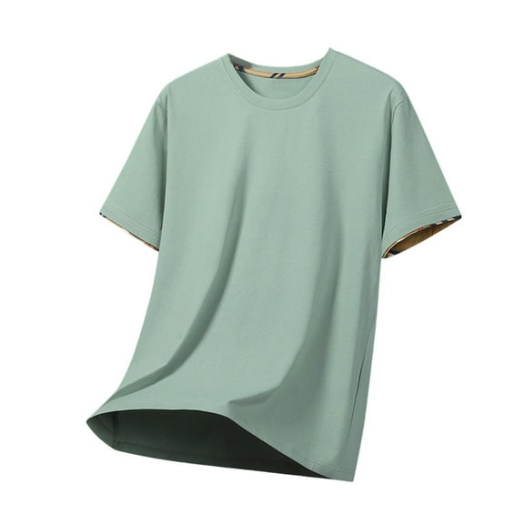 Dagegui Men's Big and Tall Shirts Green Crew Neck Short Sleeve Tee Summer Basic Pullover Tops Casual Loose Fit T Shirt 2X