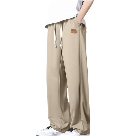 Dagegui Men's  Summer Pants Quick Dry Lightweight Straight Leg Pants Drawstring Elastic Waist Pant with Pockets Khaki XXL