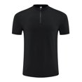 thumbnail image 1 of Dagegui Men's Black Athletic Tshirts Quarter-Zip Short Sleeve Slim Fit Mock Neck Running Workout T-Shirts Quick Dry Performance Fitness Tees XS, 1 of 6