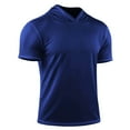 thumbnail image 1 of Dagegui Men's Blue Summer Hoodies Short Sleeve Hooded T-Shirt Lightweight Workout Muscle Gym Shirts Soft Comfy Daily Tee 2X, 1 of 4