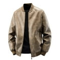 thumbnail image 1 of Dagegui Men's Bomber Jacket Faux Leather Zip Up Coats Vintage Motorcycle Biker Jackets with Pockets Coffee XXL, 1 of 2