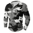 thumbnail image 1 of Dagegui Men's Camo Henley Shirts Long Sleeve Crewneck Button Pullover Shirt Big and Tall Slim Fit Athletic T-Shirts Outdoor Camouflage Hiking Tees Dark Gray L, 1 of 4