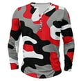 thumbnail image 1 of Dagegui Men's Camo Henley Shirts Long Sleeve Crewneck Button Shirt Big and Tall Camouflage Athletic Tees Fall Outdoor Hiking Camping Tops on Clearance Camouflage 4XL, 1 of 4