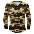 thumbnail image 1 of Dagegui Men's Camo Henley Shirts Long Sleeve Crewneck Button Shirt Big and Tall Camouflage Athletic Tees Fall Outdoor Hiking Camping Tops Khaki 5XL, 1 of 4