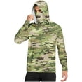 thumbnail image 1 of Dagegui Men's Camo Sun Hoodie with Built-In Face Mask Rash Guard Long Sleeve Quick Dry UV Protection Shirts for Hiking Beach Outdoor Mint Green L, 1 of 7