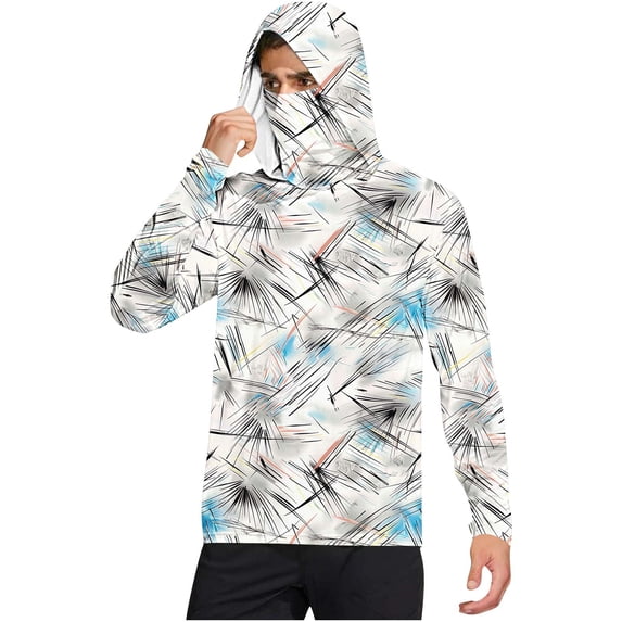 Dagegui Men's Camo UV Protection Shirt Sun Protection Rash Guard Long Sleeve Breathable Summer Hoodies UPF 50+ Fishing Tee Quick Dry Outdoor Hiking Running Tops White XXL