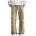 thumbnail image 1 of Dagegui Men's Cargo Pants Fashion Flap Pockets Tactical Pants Summer Elastic Drawstring Work Pants for Men Casual Loose Fit Straight Fit Trousers Today Clearance, 1 of 4