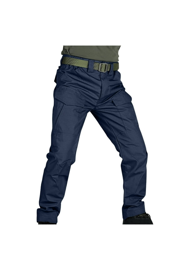 Men's Cargo Pants Fashion Multi Pockets Zip Off Tactical Pants Solid Color Water Resistant Hiking Pants Lightweight Outdoor Work Pants Today Sales Navy,M
