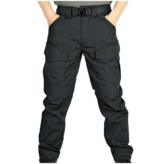 Dagegui Men's Cargo Pants Fashion Multi Pockets Zip Off Tactical Pants Solid Color Water Resistant Hiking Pants Lightweight Outdoor Work Pants Today Sales Black,XXL
