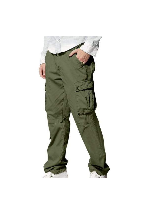 Men's Cargo Pants Summer Zipper Hiking Pants with Pockets Casual Solid Straight Fit Tactical Pants Fashion Outdoor Jogger Long Pants