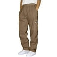 thumbnail image 1 of Dagegui Men's Cargo Sweatpants Fleece Elastic Waist Joggers Casual Loose Straight Leg Open Bottom Athletic Pants with Pockets Coffee S, 1 of 5