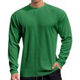 thumbnail image 1 of Dagegui Men's Casual Shirts Knitted Ribbed Long Sleeve Solid Crewneck Pullover Tops Big and Tall Workout Sport T Shirt Today Deals Clearance Items Green,2XL, 1 of 6