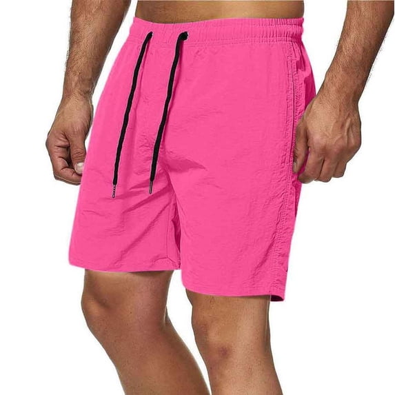 Dagegui Drawstring Elastic Waist Shorts for Men Quick Dry Lightweight Summer Casual Beach Short Pants with Pocket Watermelon Red M