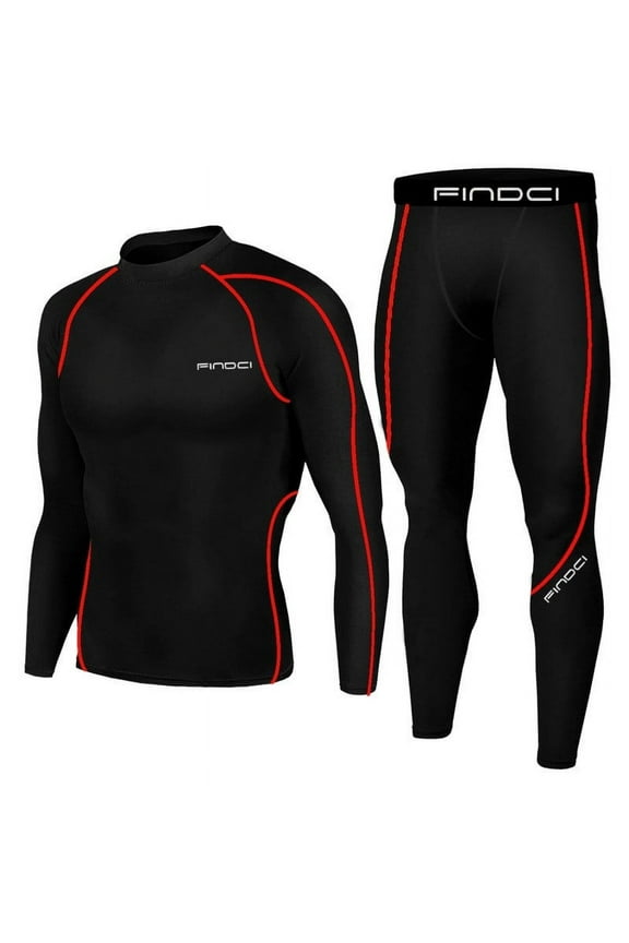 Men's Compression Shirt Set Quick Dry Gym Workout Sweatsuits Base Layer 2 Piece Sets Activewear Tracksuits Outfits Black L