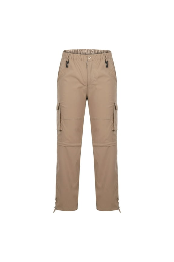 Men's Convertible Adjustable Cargo Pants Cotton Outdoor Hiking Pant Stretch Straight Leg Trousers with Pockets Casual Loose Sport Long Pant Today Sales Khaki,XXXL