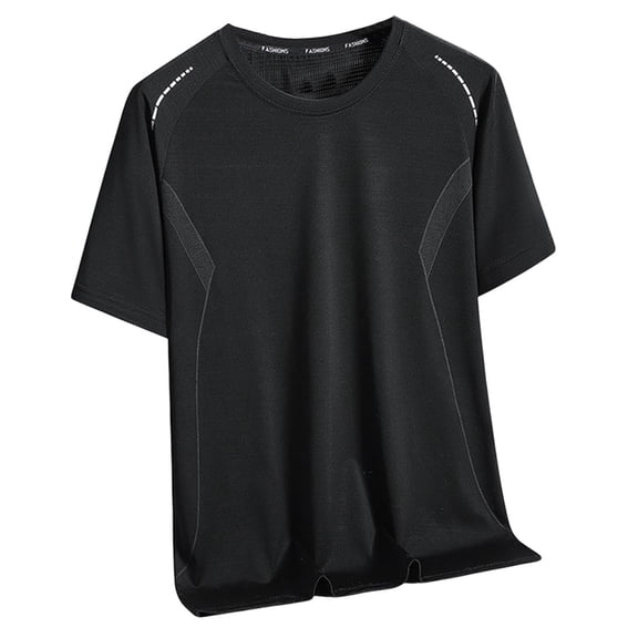 Dagegui Men's Cooling Summer Running Shirts Quick Dry Short Sleeve Athletic Gym T-Shirts UPF 50+ Outdoor Workout Tshirts Black Tops M