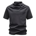 thumbnail image 1 of Dagegui Men's Cowl Mock Neck T-Shirts Dark Gray Summer Short Sleeve Everyday Shirts Casual Trendy Work Tee Tops M, 1 of 4