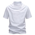 thumbnail image 1 of Dagegui Men's Cowl Mock Neck T-Shirts White Summer Short Sleeve Everyday Shirts Casual Trendy Work Tee Tops L, 1 of 4