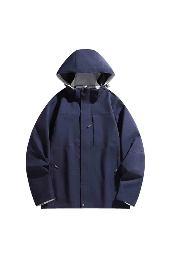 Men's Cycling Jackets Waterproof Running Bike Windbreaker Lightweight Jacket with Detachable Hood and Pocket Navy XL