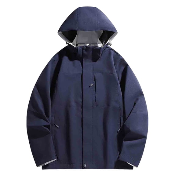 Dagegui Men's Cycling Jackets Waterproof Running Bike Windbreaker Lightweight Jacket with Detachable Hood and Pocket Navy XXXXL