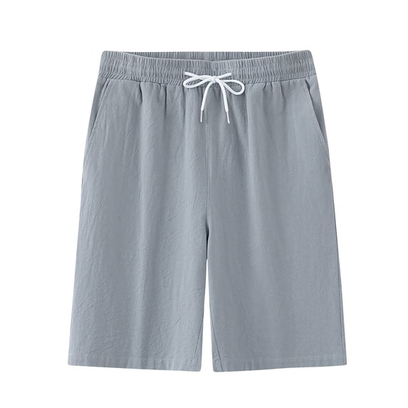 Dagegui Men's Elastic Waist Shorts Drawstring Straight Leg Beach Shorts Summer Lightweight Breathable Beach Short Pants with Pocket Gray XL