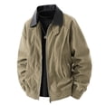 thumbnail image 1 of Dagegui Men's Fall Jacket Lightweight Going Out Varsity Jackets Solid Color Zip Up Turndown Collar Coats with Pockets Army Green M, 1 of 4